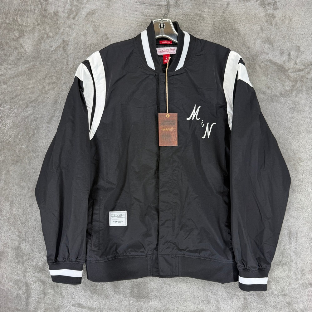 Mitchell & Ness Warm Up Jacket Mens L Branded OJBF4879 Black Basketball NEW